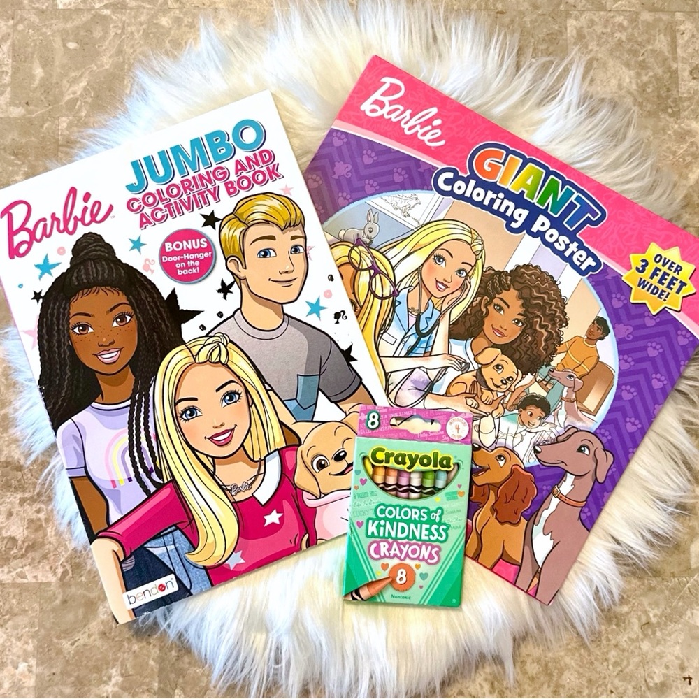 Barbie Jumbo Coloring Activity Book, Giant Coloring Poster & Crayola Crayon Pack